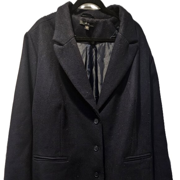 Ellos 30 Woman's Blue Wool-Blend Winter Dress Coat - Picture 1 of 2